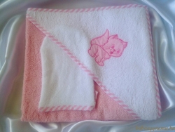 Rózsaszín-fehér - cica hímzéssel termék főképe