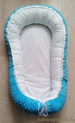 Türkiz pötty - Türkiz kék minky- Babafészek termék főképe