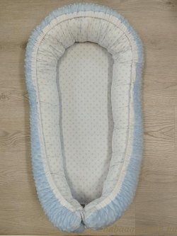 Premi kék pöttyös - kék minky- Babafészek termék főképe